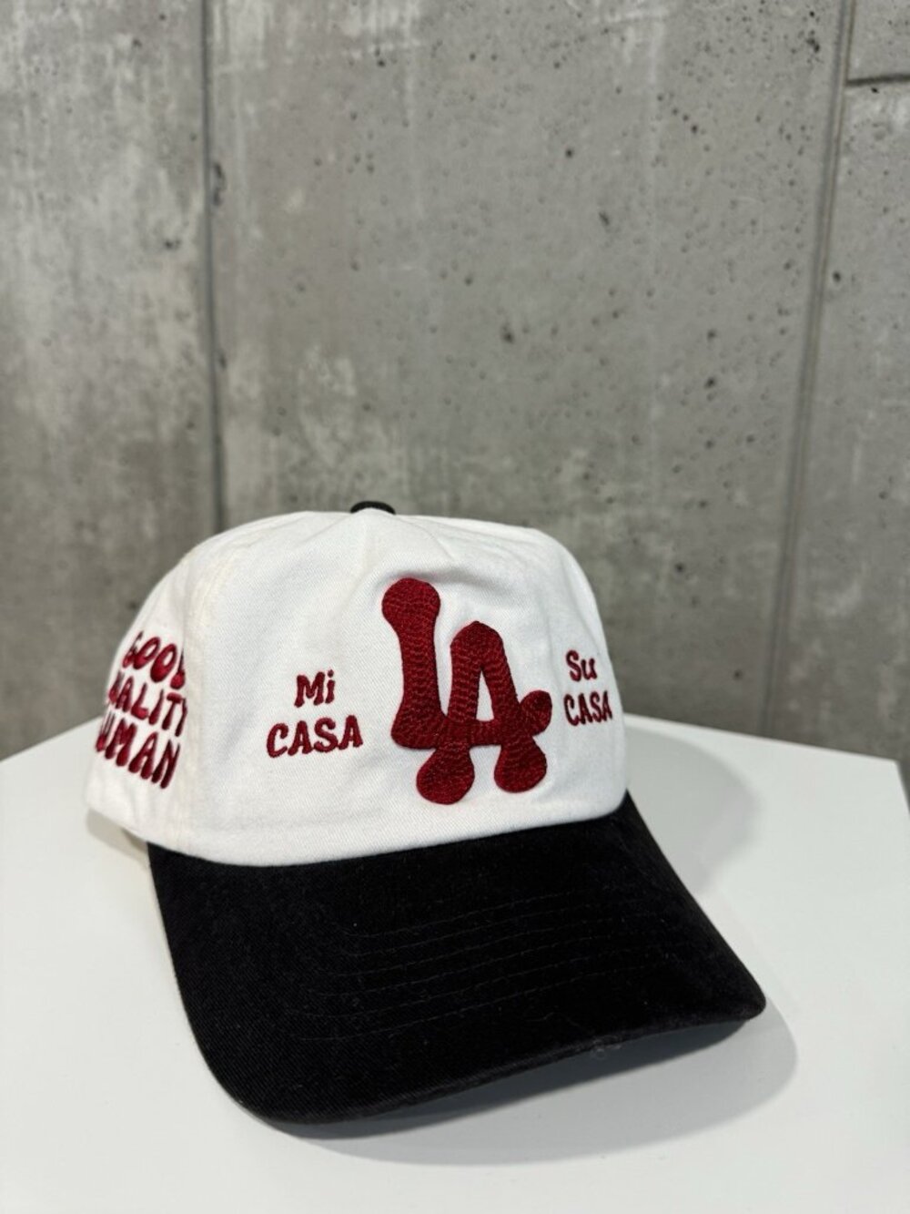 Good Quality Human LA Trucker Cap Hat Cream Black Snapback Adjustable - Picture 4 of 7